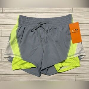 Champion Duo Dry + Compression Inner Short Lime Green Gray Running Athletic